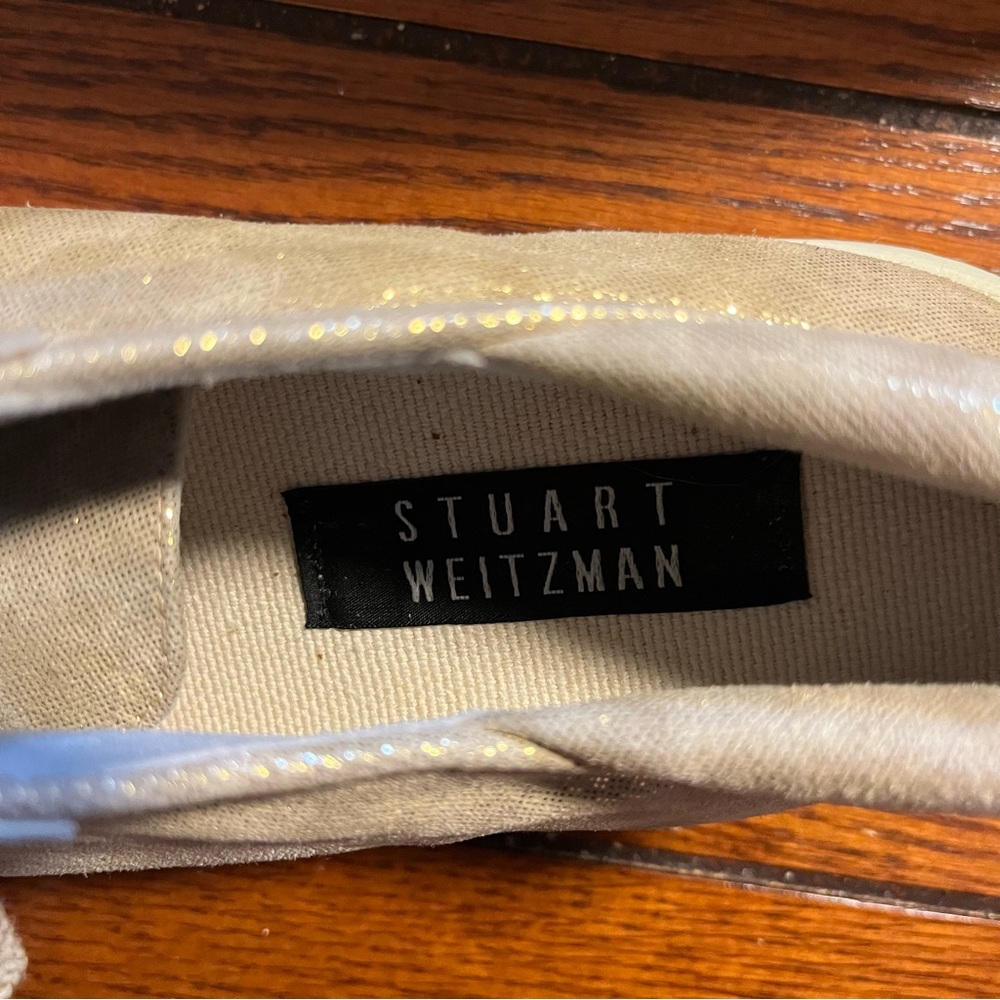 Stuart Weitzman Gold Metallic Animal Print  Sneakers-holiday Christmas NWOT - Picture 5 of 5